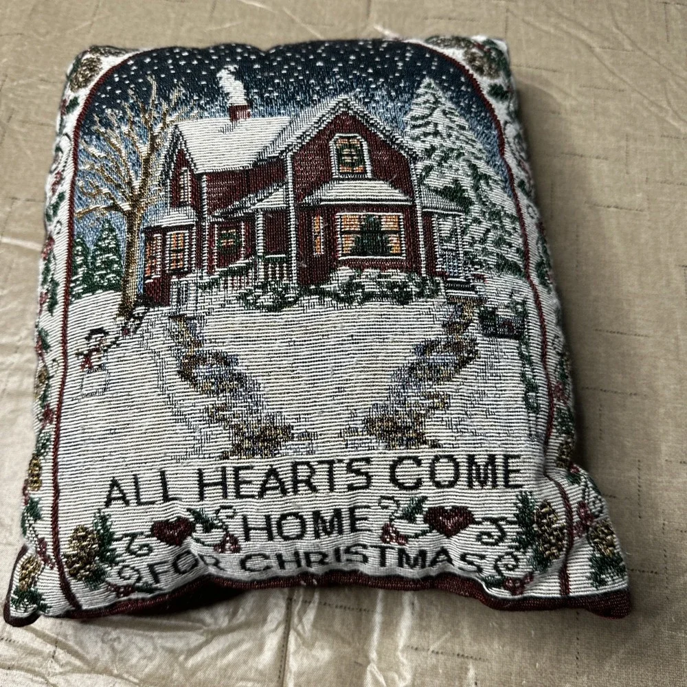 Tapestry All Hearts Come Home For Christmas Throw Pillow 13